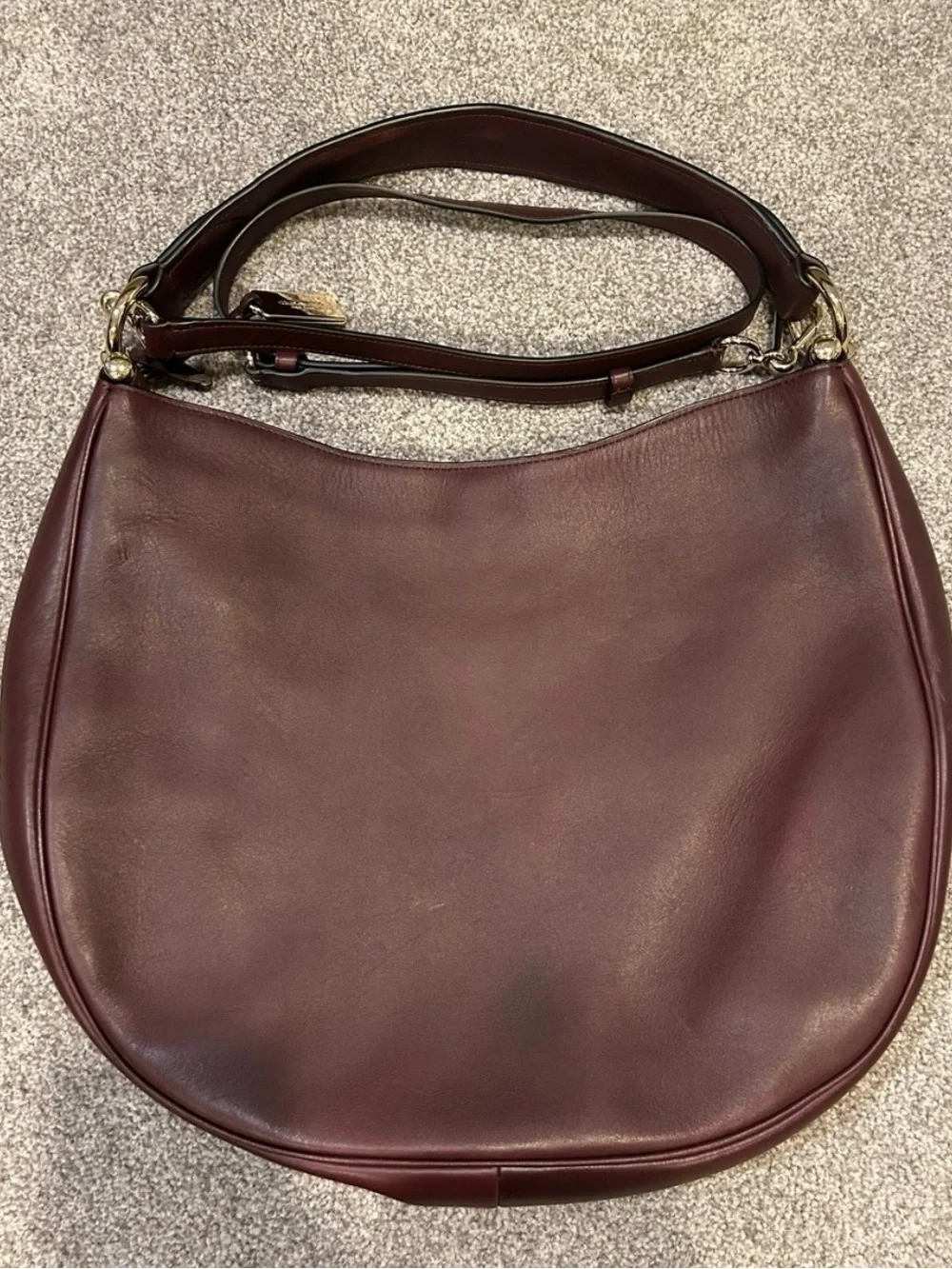 Coach Wine Leather Crescent Hobo Bag